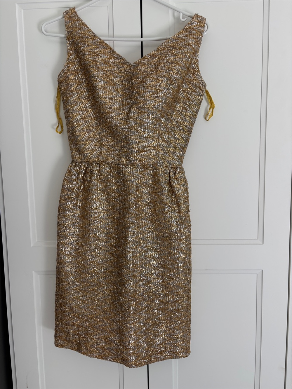 Elegant 1960s Vintage Metallic Gold Cocktail Dress